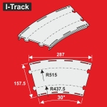 Hacker-Model HCTMC24230D - H0 - Bogen-Segment, für Märklin C, 437,5/515 mm30° (6 Stück)